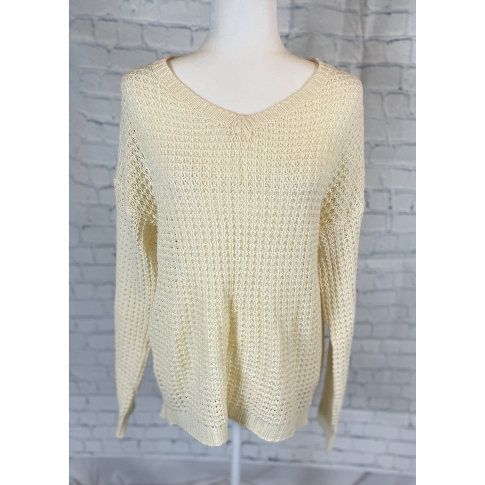 BONGO Oversized Knit‎ sweater Butter Yellow Cream loose Fit Y2K Woman's L